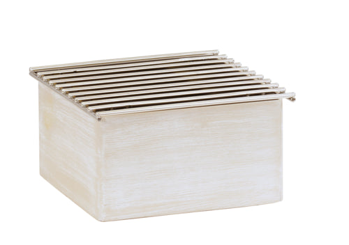Cal-Mil 22423-113 Rectangular Chafer Alternative - 10 1/4" x 10" x 5 1/4"H, Pine Wood, White-Washed-cityfoodequipment.com