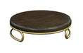 Cal-Mil 22425-3-112 12" Round Display Riser - 3"H, Dark Stained Oak Wood/Matte Gold Wire Base-cityfoodequipment.com
