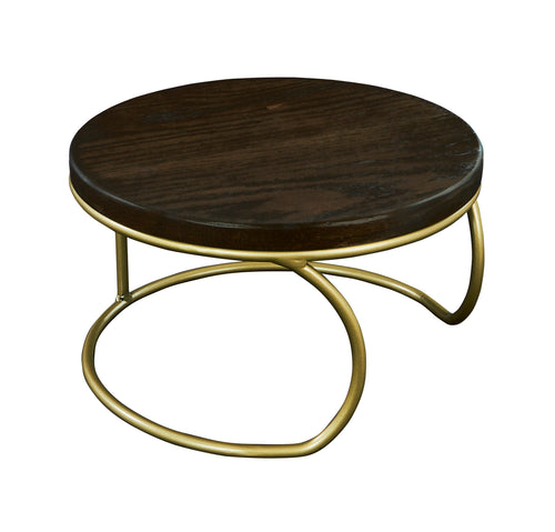 Cal-Mil 22425-6-81M 12" Round Display Riser - 6"H, Marble Melamine/Matte Gold Wire Base-cityfoodequipment.com