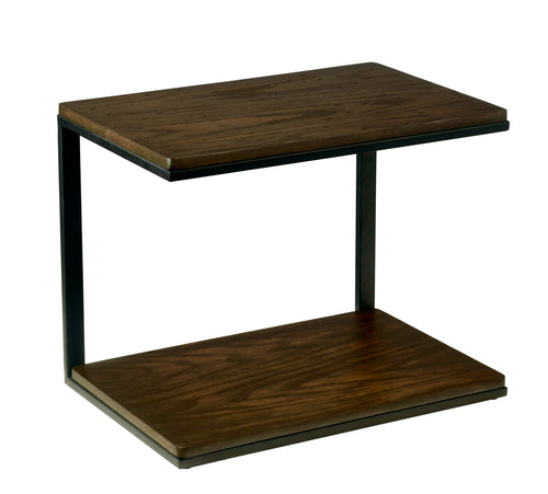 Cal-Mil 22427-112 2 Level Tiered Merchandiser - 18" x 12" x 14 1/2", Dark Stained Oak Wood/Black Frame-cityfoodequipment.com