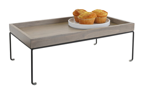 Cal-Mil 22431-7-110 Rectangular Display Riser - 12" x 10" x 7", Gray Washed Oak Wood/Wire Frame-cityfoodequipment.com