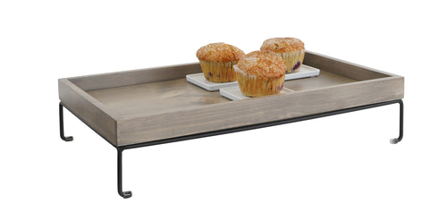 Cal-Mil 22432-4-110 Rectangular Display Riser - 20" x 12" x 4 1/2", Gray Washed Oak Wood/Wire Frame-cityfoodequipment.com