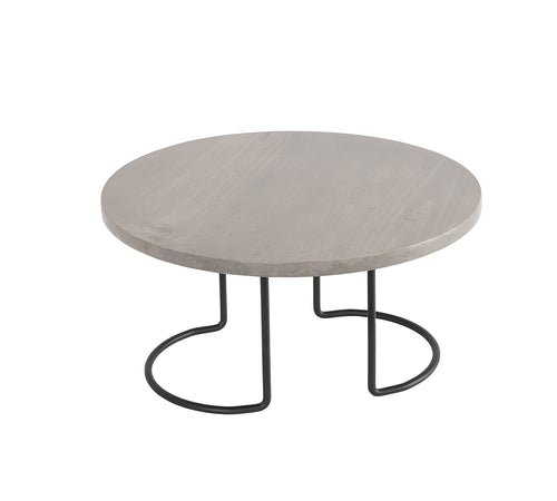 Cal-Mil 22434-6-110 12" Round Display Riser - 6 1/2"H, Gray Washed Oak/Wire Frame-cityfoodequipment.com