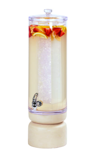Cal-Mil 22441-3-113 3 gal Beverage Dispenser w/ Ice Chamber - Acrylic Container, White-Washed Pine Wood Base-cityfoodequipment.com