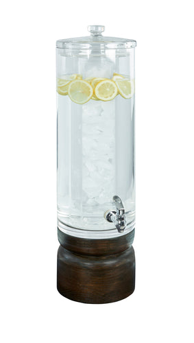 Cal-Mil 22441-3INF-112 10" Round Beverage Dispenser - 29"H, Clear Plastic Container/Vintage Dark Stained Oak Base-cityfoodequipment.com