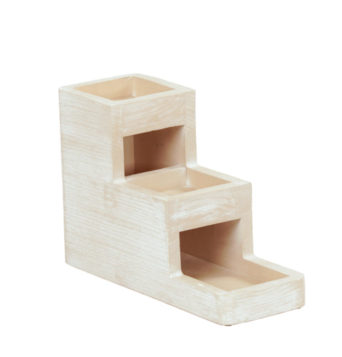 Cal-Mil 22447-113 Rectangular 3 Compartment Condiment Jar Display - Clear/White-Washed-cityfoodequipment.com