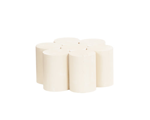 Cal-Mil 22453-3BASE 6" Round Pedestal Riser - 2 3/4"H, Pine Wood, White-Washed-cityfoodequipment.com