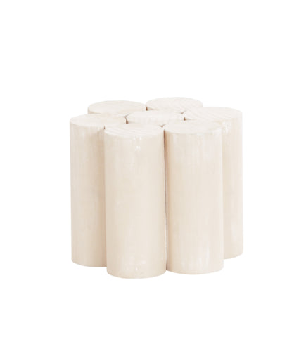 Cal-Mil 22453-5BASE 6" Round Pedestal Riser - 5"H, Pine Wood, White-Washed-cityfoodequipment.com