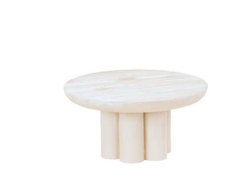 Cal-Mil 22453-6-113 12" Round Pedestal Riser - 6"H, Pine Wood, White-Washed-cityfoodequipment.com
