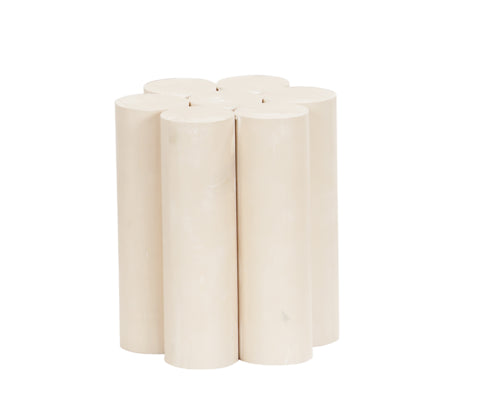 Cal-Mil 22453-7BASE 6" Round Pedestal Riser - 7"H, Pine Wood, White-Washed-cityfoodequipment.com