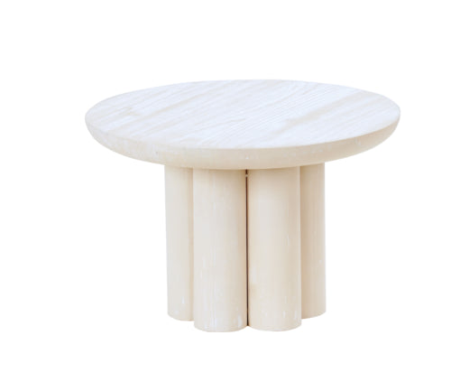 Cal-Mil 22453-8-113 12" Round Pedestal Riser - 8"H, Pine Wood, White-Washed-cityfoodequipment.com