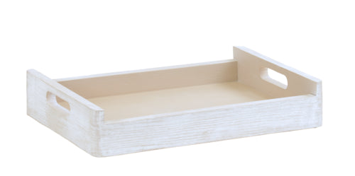 Cal-Mil 22454-1014-113 Rectangular Accent Tray - 17 1/4" x 12 1/2" x 3 1/4"H, Pine Wood, White-Washed-cityfoodequipment.com