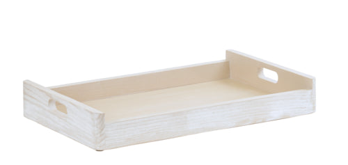 Cal-Mil 22454-1220-113 Rectangular Accent Tray - 23 1/4" x 14 1/2" x 3 1/4"H, Pine Wood, White-Washed-cityfoodequipment.com