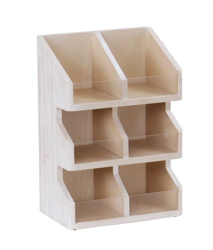 Cal-Mil 22455-6-113 Condiment Organizer w/ (6) Bins, 11" x 7" x 16"H, White-Washed-cityfoodequipment.com