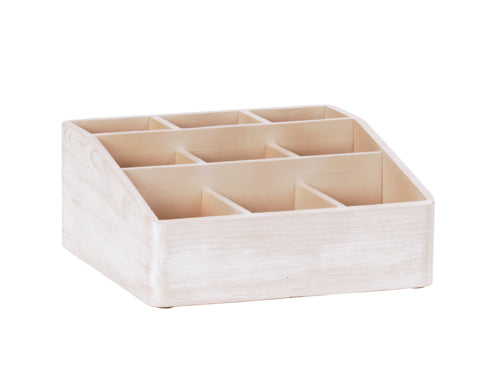 Cal-Mil 22456-113 Condiment Organizer w/ (9) Bins, 12" x 12" x 5 1/2"H, White-Washed-cityfoodequipment.com