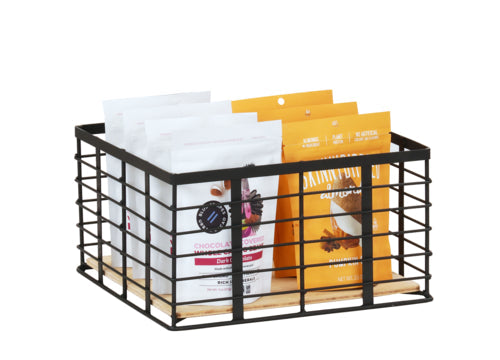 Cal-Mil 22600-7-13 12 1/2" Square Cube Reversible Riser - 7"H, Wire, Black-cityfoodequipment.com