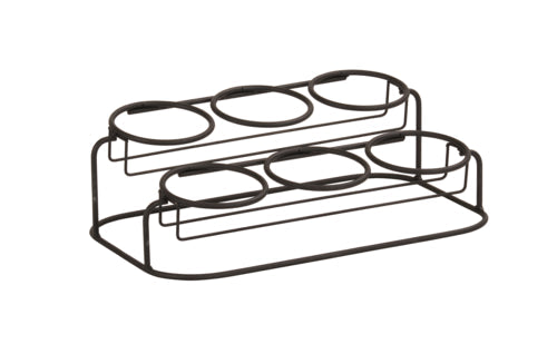 Cal-Mil 22601-16-13 Rectangular 6 Compartment Condiment Jar Display - Clear/Black-cityfoodequipment.com