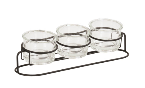 Cal-Mil 22602-32-13 Rectangular 3 Compartment Condiment Jar Display - Clear/Black-cityfoodequipment.com