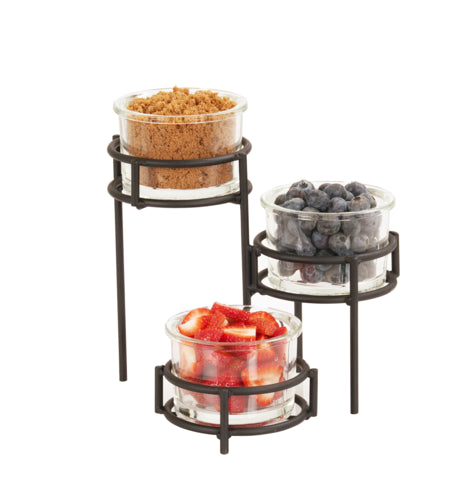 Cal-Mil 22604-16-13 Rectangular 3 Compartment Condiment Jar Display - Clear/Black-cityfoodequipment.com