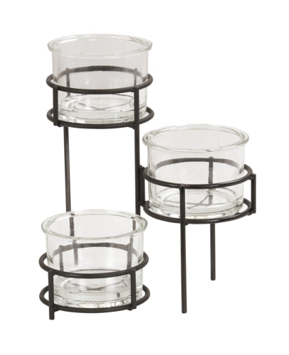 Cal-Mil 22604-32-13 Rectangular 3 Compartment Condiment Jar Display - Clear/Black-cityfoodequipment.com