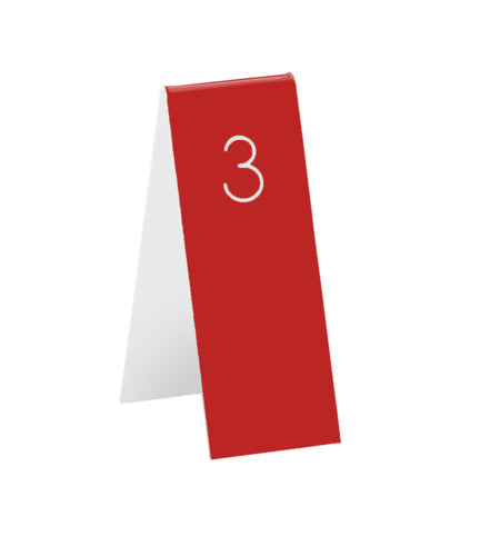 Cal-Mil 22623-1 1 3/4" Tabletop Number Tent - Any Number Sequence, Red/White-cityfoodequipment.com