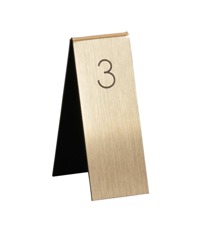 Cal-Mil 22623-11 1 3/4" Tabletop Number Tent - Any Number Sequence, Gold/Black-cityfoodequipment.com