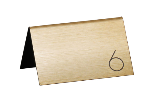 Cal-Mil 22625-11 5" Tabletop Number Tent - Any Number Sequence, Gold/Black-cityfoodequipment.com