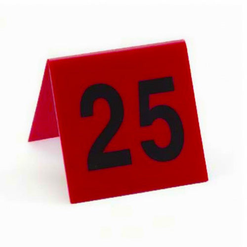 Cal-Mil 226-3 Tabletop Number Tents - #76 100, 3" x 3", Red/Black-cityfoodequipment.com