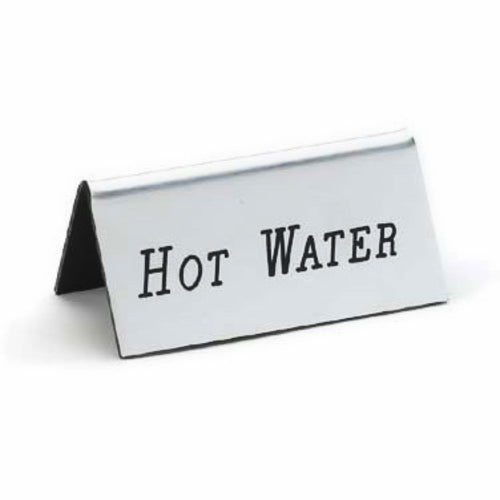 Cal-Mil 228-3-010 Hot Water Beverage Tent Sign - 3" x 1 1/2", Plastic, Silver-cityfoodequipment.com