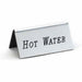 Cal-Mil 228-3-010 Hot Water Beverage Tent Sign - 3" x 1 1/2", Plastic, Silver-cityfoodequipment.com