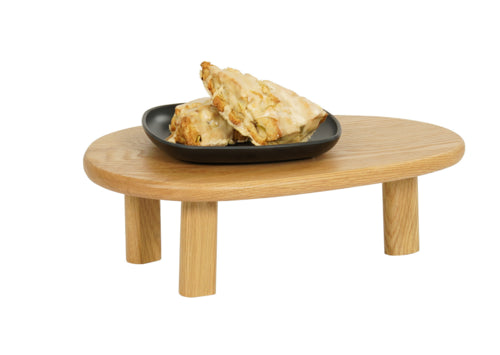 Cal-Mil 23121-21 Oval Display Riser - 16"L x 10 3/4"W x 5"H, Oak-cityfoodequipment.com