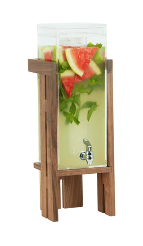 Cal-Mil 23141-3-78 3 gal Beverage Dispenser w/ Ice Tube - Acrylic Container, Walnut Base-cityfoodequipment.com