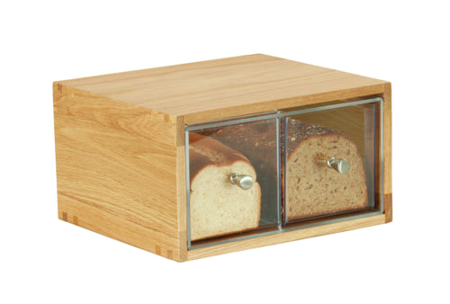 Cal-Mil 23150-2-21 2 Drawer Bread Case - 13 5/8"W x 13"D x 7 1/8"H, Plastic Case, Oak Frame-cityfoodequipment.com