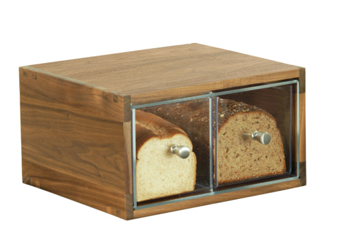 Cal-Mil 23150-2-78 2 Drawer Bread Case - 13 5/8"W x 13"D x 7 1/8"H, Plastic Case, Walnut Frame-cityfoodequipment.com
