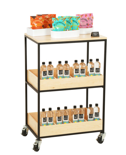 Cal-Mil 23166-71 3 Tier Merchandiser Cart, 28" x 20" x 40", Blonde-cityfoodequipment.com