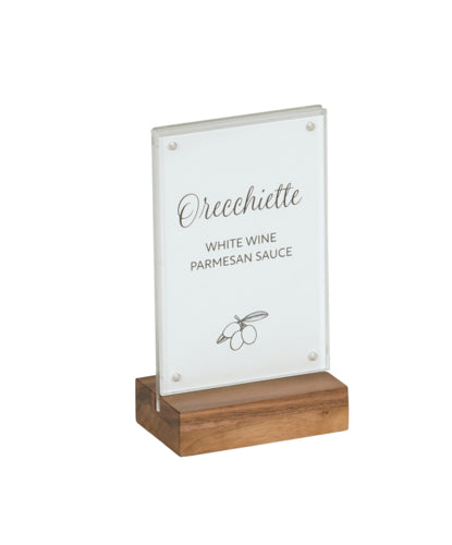Cal-Mil 23185-46-78 Tabletop Menu Card Holder - 4" x 6 1/2", Acrylic/Walnut-cityfoodequipment.com