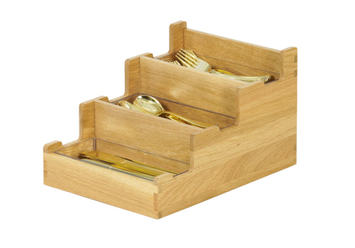 Cal-Mil 23186-21 3 Compartment Flatware Holder - 12" x 10", Oak-cityfoodequipment.com