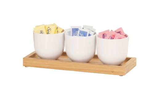 Cal-Mil 23204-21 Rectangular 3 Compartment Condiment Jar Display - White/Oak-cityfoodequipment.com