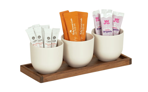 Cal-Mil 23204-78 Rectangular 3 Compartment Condiment Jar Display - White/Walnut-cityfoodequipment.com