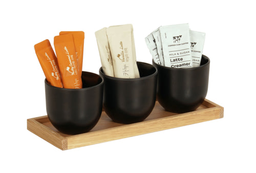 Cal-Mil 23205-21 Rectangular 3 Compartment Condiment Jar Display - Black/Oak-cityfoodequipment.com