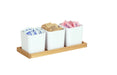 Cal-Mil 23206-21 Rectangular 3 Compartment Condiment Jar Display - White/Oak-cityfoodequipment.com