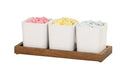 Cal-Mil 23206-78 Rectangular 3 Compartment Condiment Jar Display - White/Walnut-cityfoodequipment.com