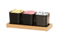 Cal-Mil 23207-21 Rectangular 3 Compartment Condiment Jar Display - Black/Oak-cityfoodequipment.com