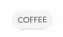 Cal-Mil 23401-1-15 "Coffee" Table Tent Sign - 4 1/2"W x 2"H, Metal, White-cityfoodequipment.com