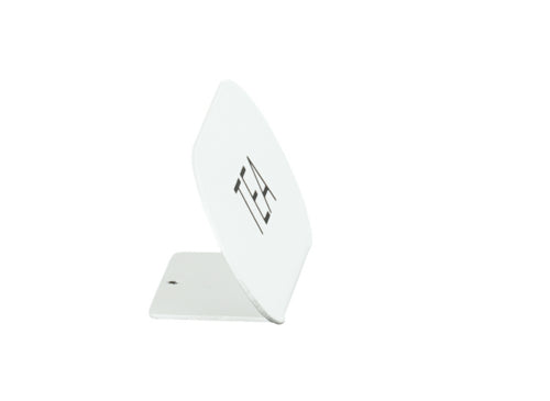 Cal-Mil 23401-4-15 "Tea" Table Tent Sign - 4 1/2"W x 2"H, Metal, White-cityfoodequipment.com