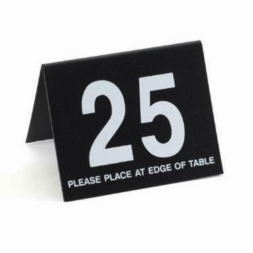 Cal-Mil 234-13 Tabletop Number Tents - #1 25, 3" x 3 1/2", Black/White-cityfoodequipment.com