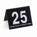 Cal-Mil 234-13 Tabletop Number Tents - #1 25, 3" x 3 1/2", Black/White-cityfoodequipment.com