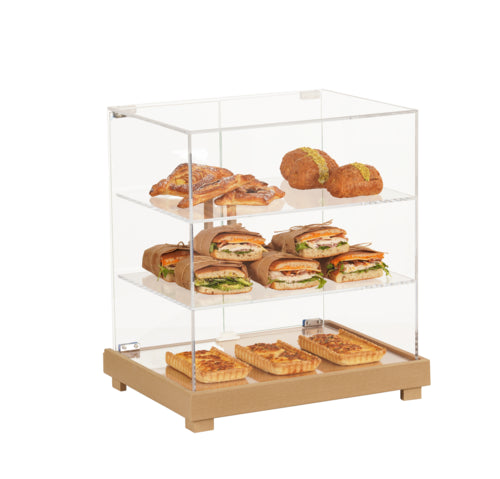 Cal-Mil 23439-122 3 Tier Pastry Display Case w/ Swing Doors - 19 3/4"W x 15 1/2"D x 24"H, Acrylic/Upcycled Rice Hulls-cityfoodequipment.com