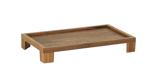 Cal-Mil 23600-3-78 Rectangular Display Tray - 12" x 20" x 3 1/4", Walnut-cityfoodequipment.com