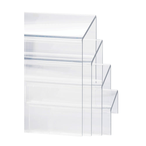 Cal-Mil 238 4 Display Risers w/ (1)-Each 8" H, 6" H, 4" H & 2" H, Clear-cityfoodequipment.com